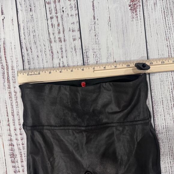 SPANX Faux Leather Leggings Women’s S Black High Rise Shaping Stretch Glossy - Picture 3 of 8